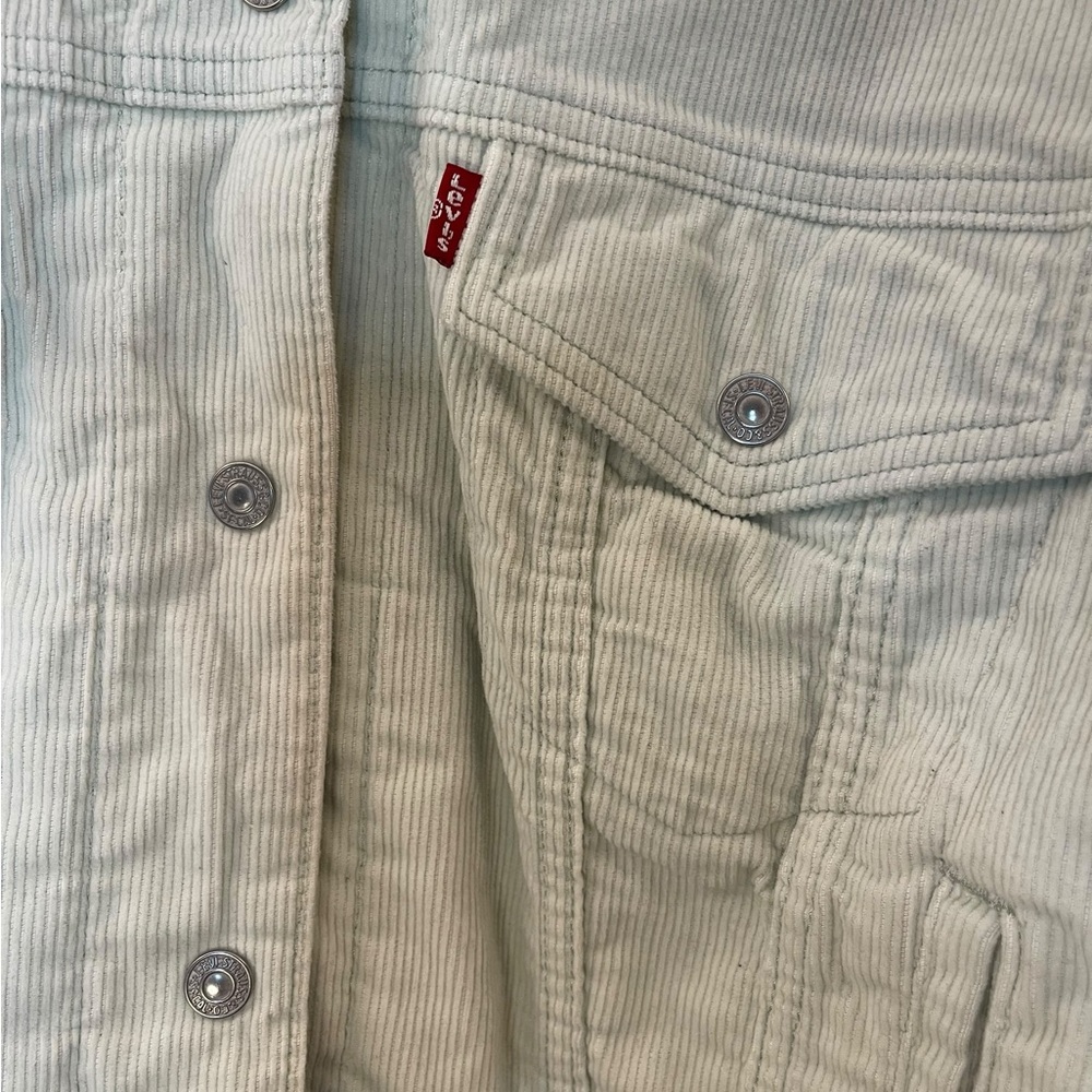 Levi's Women's Soft Mint Green Sherpa-Lined Denim Jacket Size Small - Picture 11 of 12